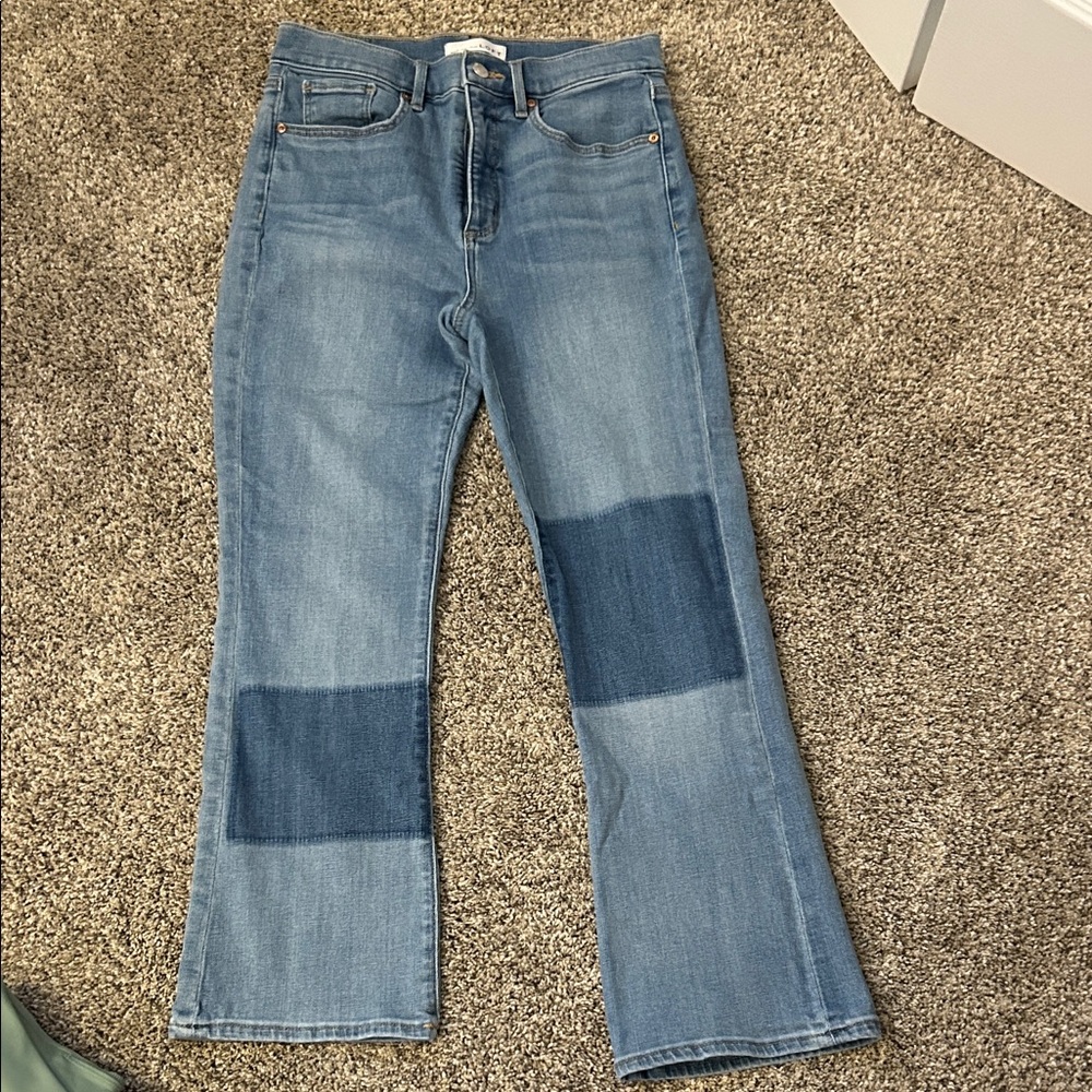 LOFT Light Blue Ankle Jeans with Dark Blue Patches